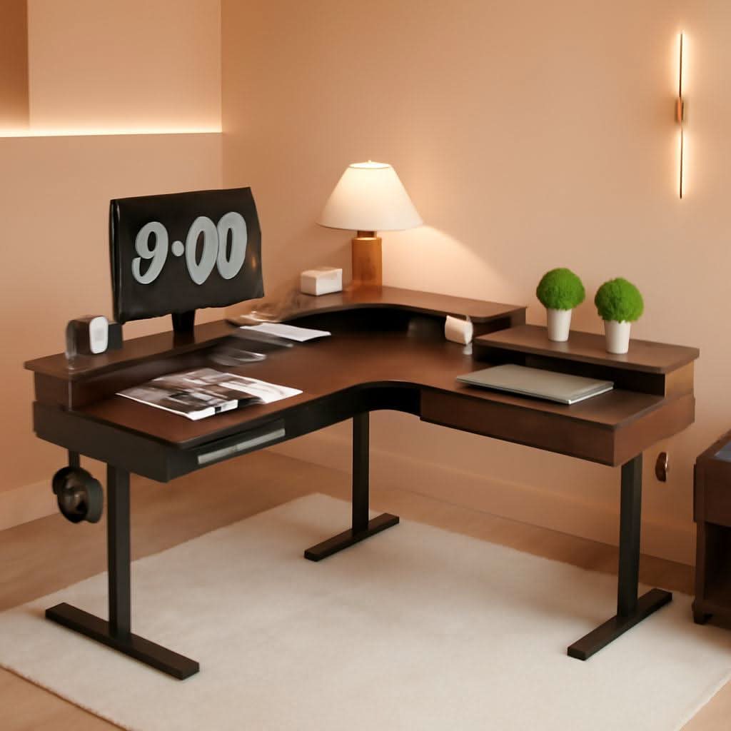 60-Inch Electric Standing Desk in Dark Walnut