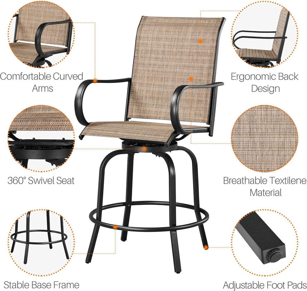 Outdoor Swivel Barstools Set of Four for Comfort