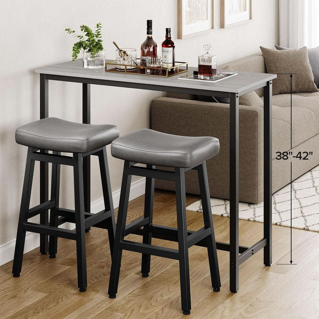 29 Inch Black Saddle Bar Stools Set of 2