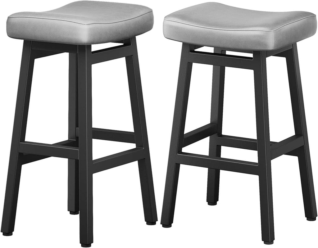 29 Inch Black Saddle Bar Stools Set of 2