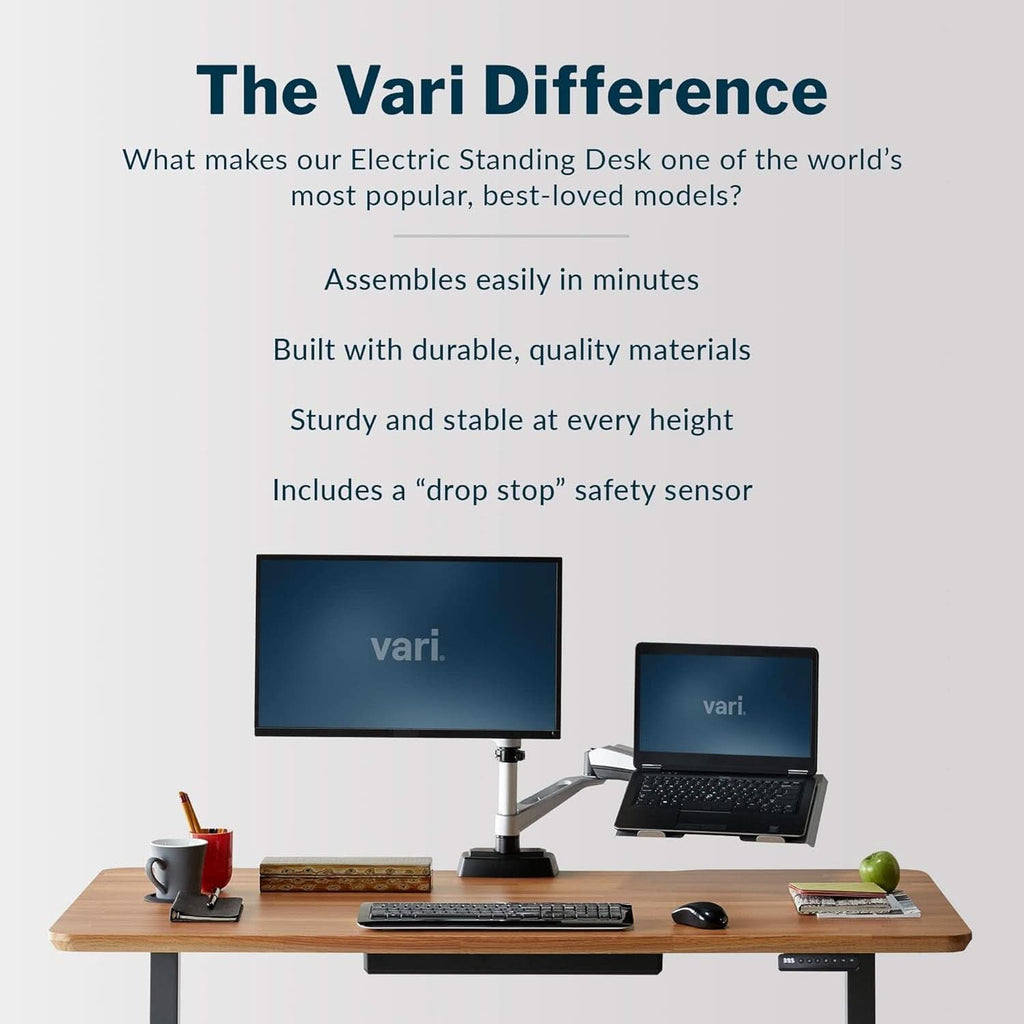 60-Inch Electric Standing Desk with Butcher Block Top