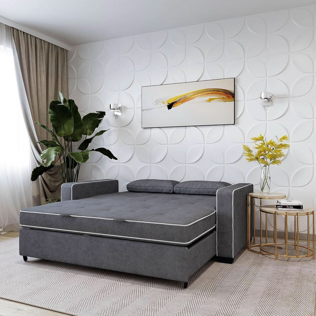 Ainsley Loveseat With Pull Out Sleeper Microfiber Charcoal
