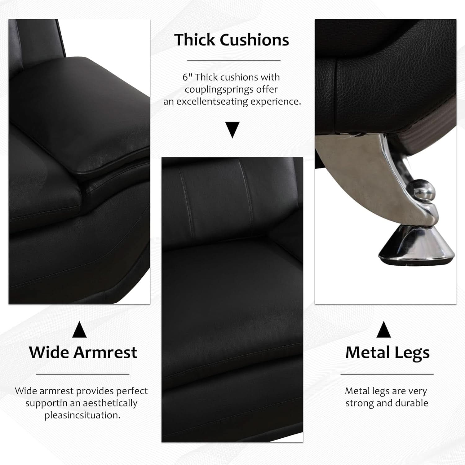 Black Sofa, Loveseat, and Chair Set