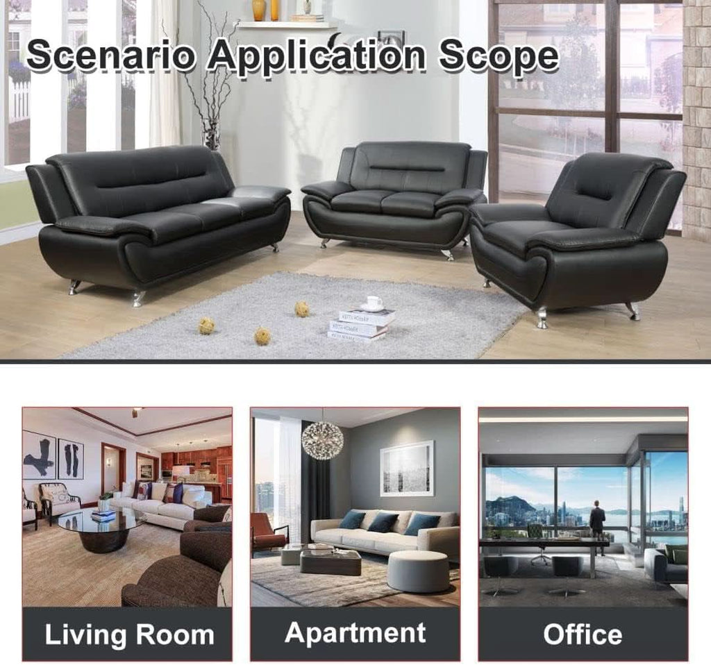 Black Sofa, Loveseat, and Chair Set