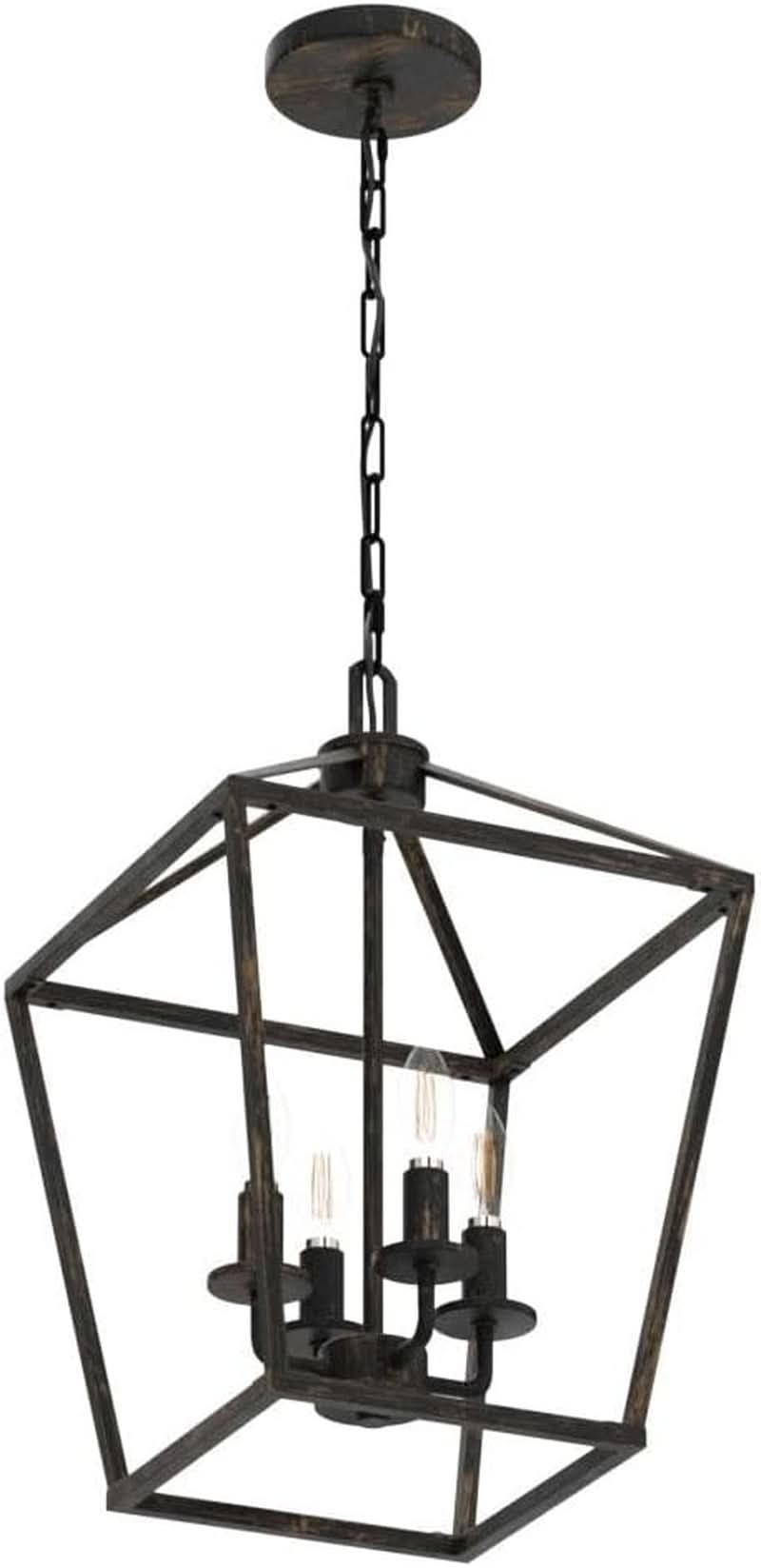 Industrial Black and Gold 4 Light Chandelier With Adjustable Chain