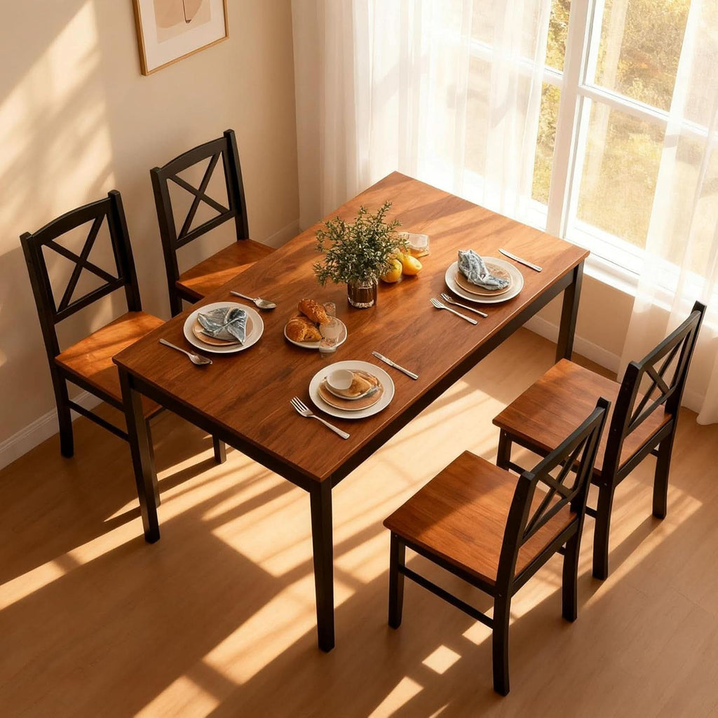 Executive Solid Rubber Wood Space Saving Dining Set