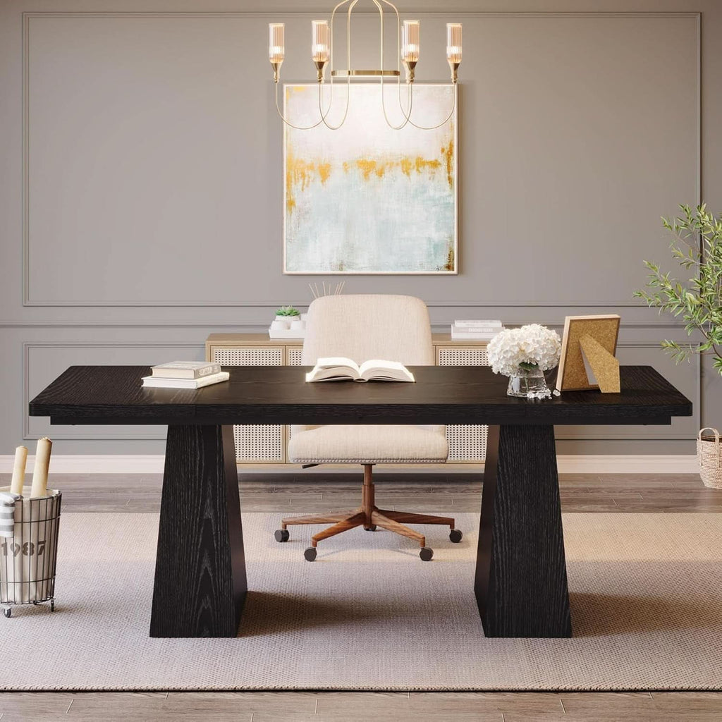 63-Inch Modern Executive Desk Featuring Dual Pedestal