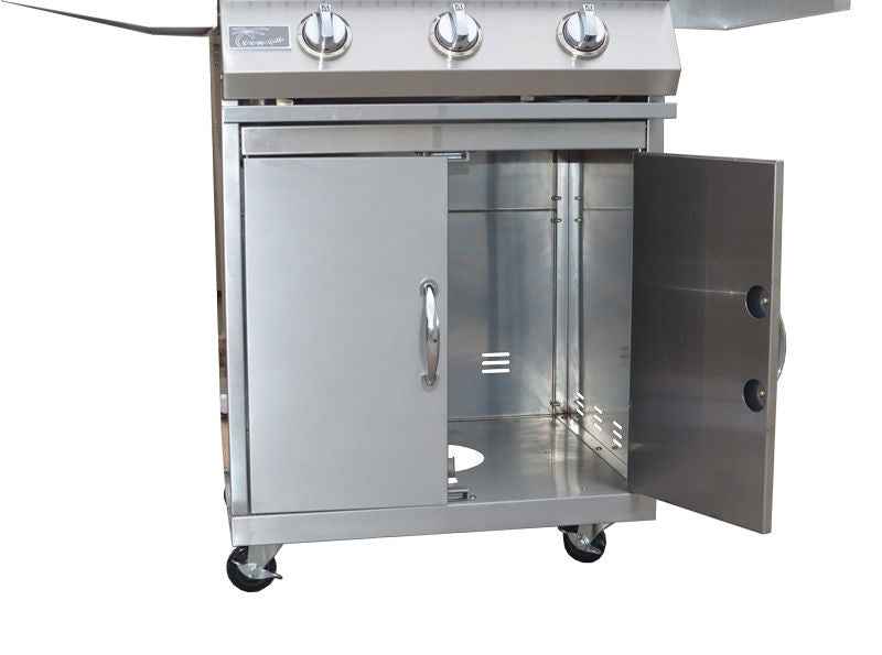 KoKoMo 26-Inch 3-Burner Stainless Steel BBQ Grill with Cart