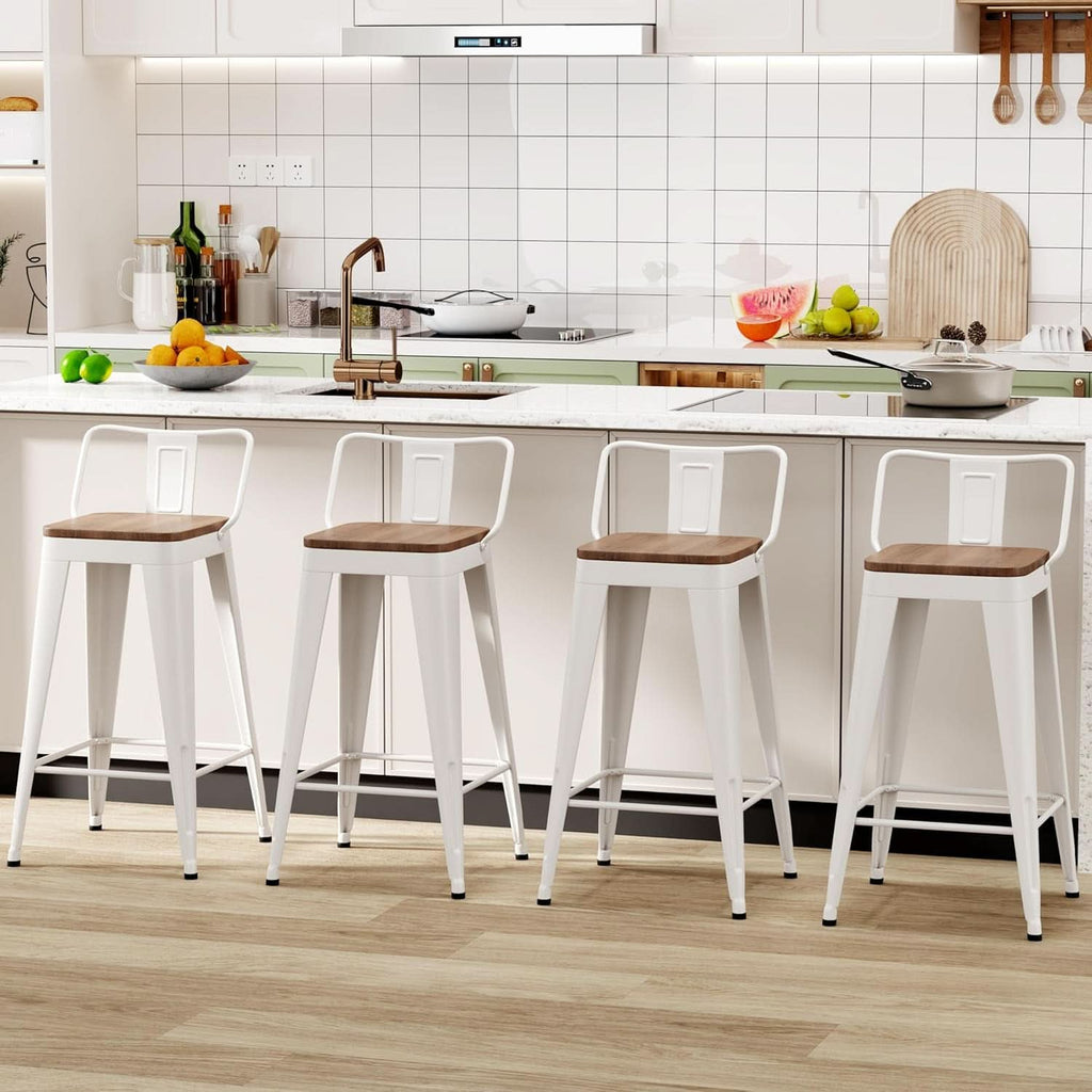 Stylish Set of Four Stackable Counter Height Bar Stools