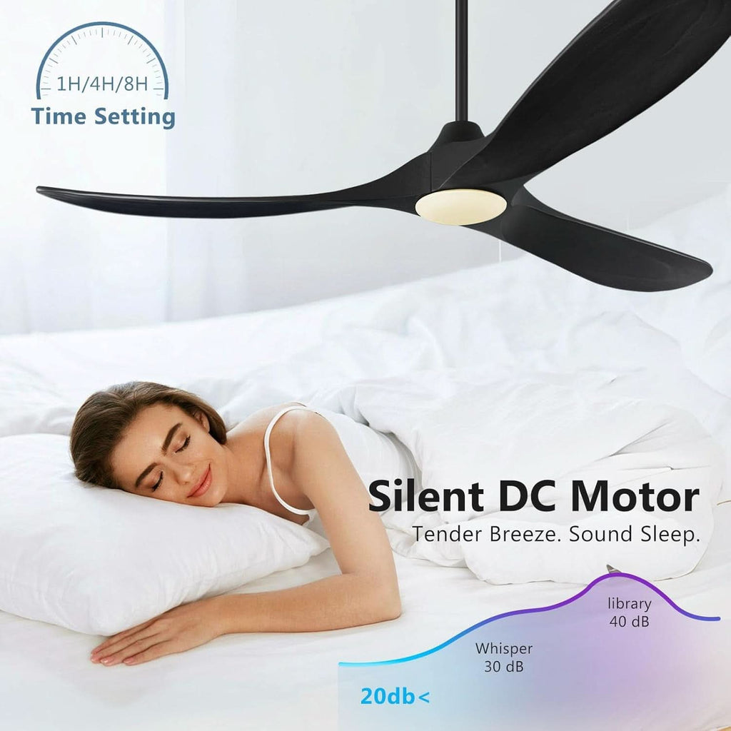 52 Inch Walnut Wood Ceiling Fan With Remote And LED Light