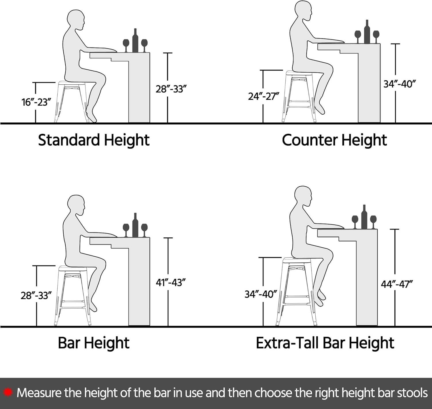 30 Inch Stacking Metal Bar Stool Indoor Outdoor Use