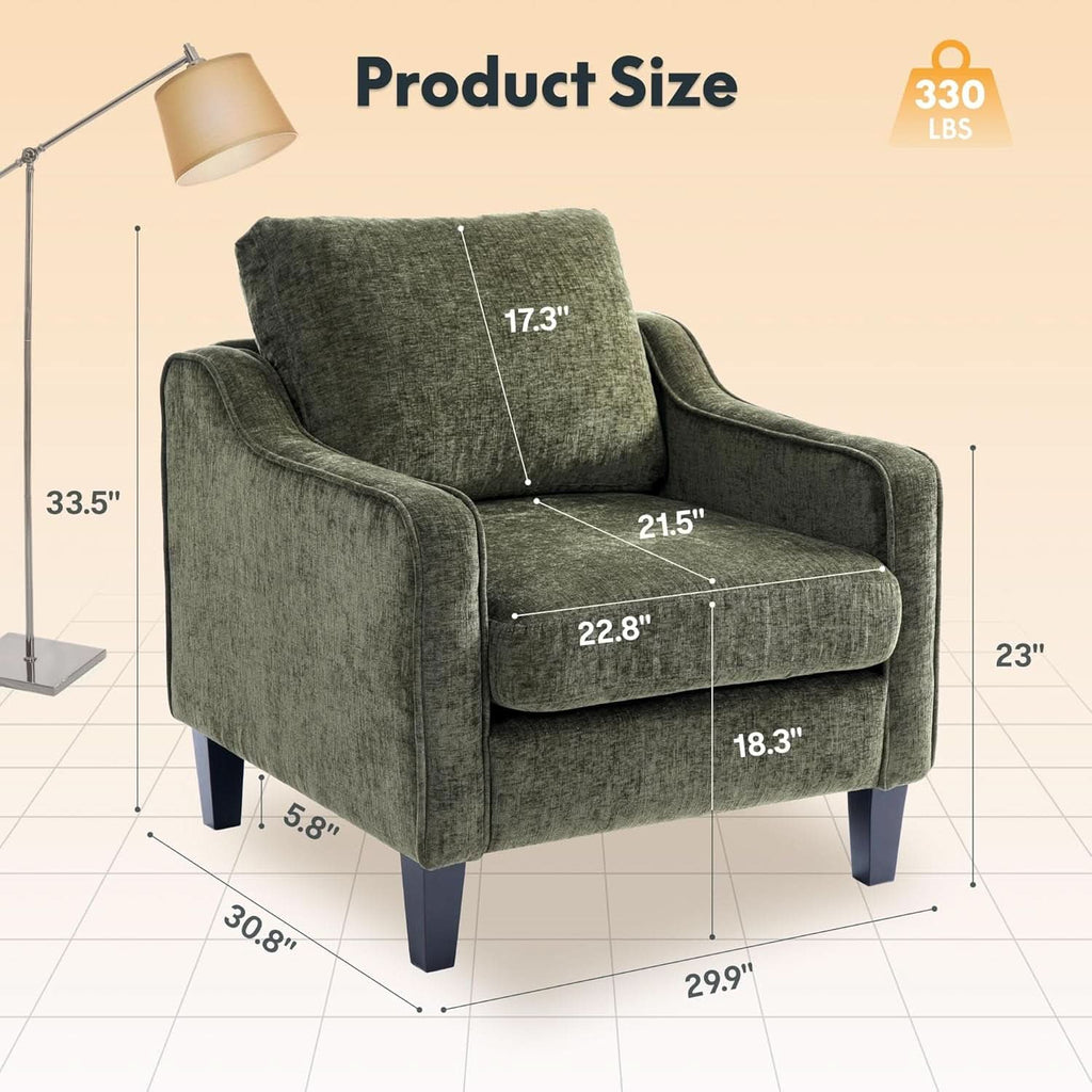 Compact Chenille Accent Chairs With Removable Covers