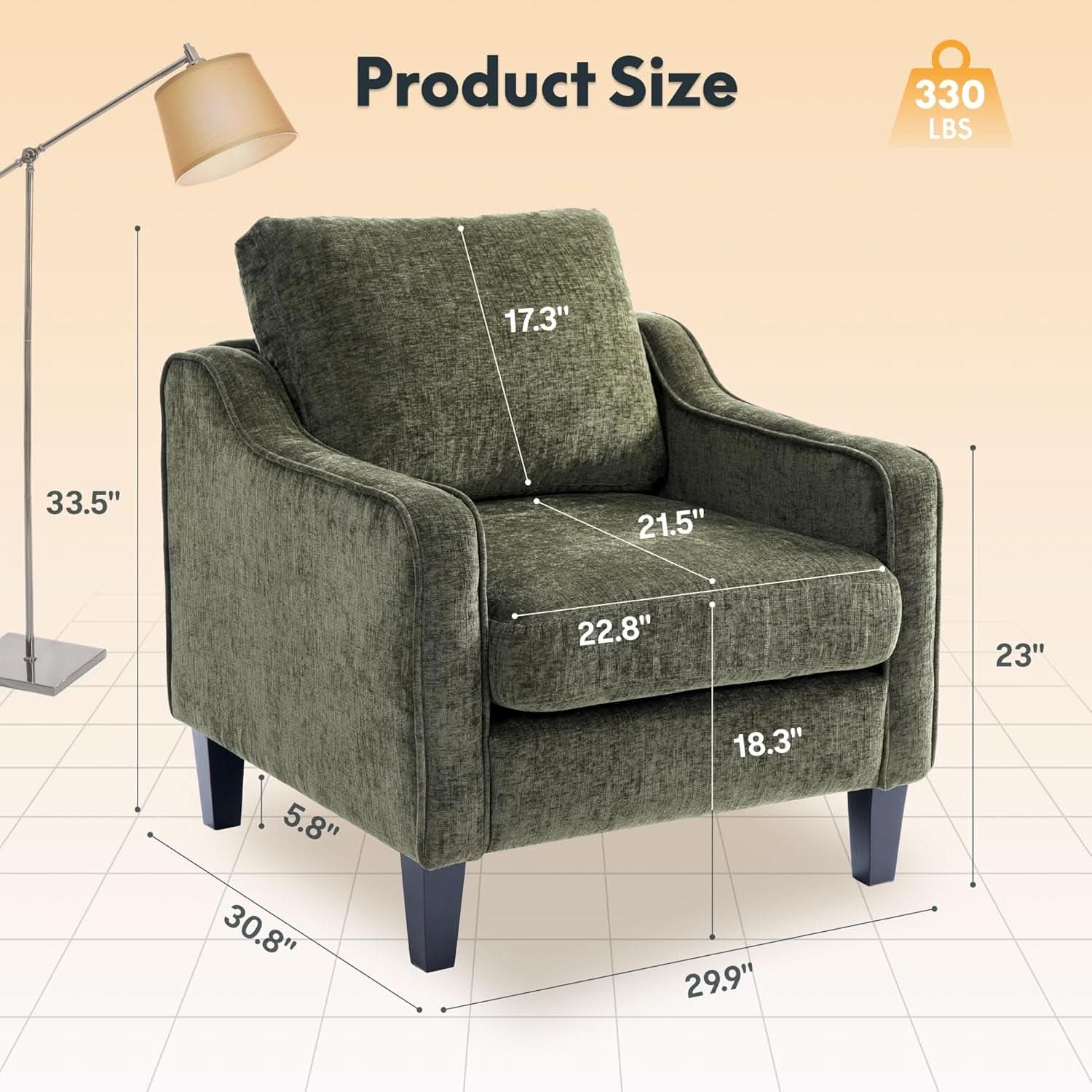 Compact Chenille Accent Chairs With Removable Covers