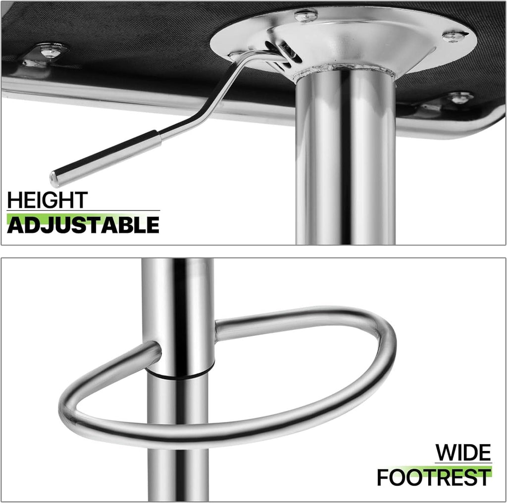 Bar Stools Set of 2 Adjustable Swivel Black Counter Height