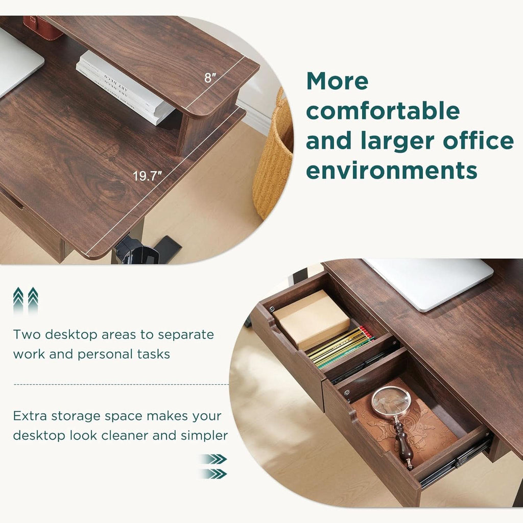 60-Inch Electric Standing Desk in Dark Walnut