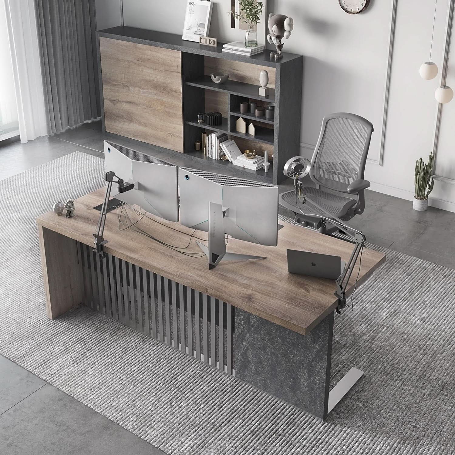 63-Inch Office Desk with Stainless Steel Frame