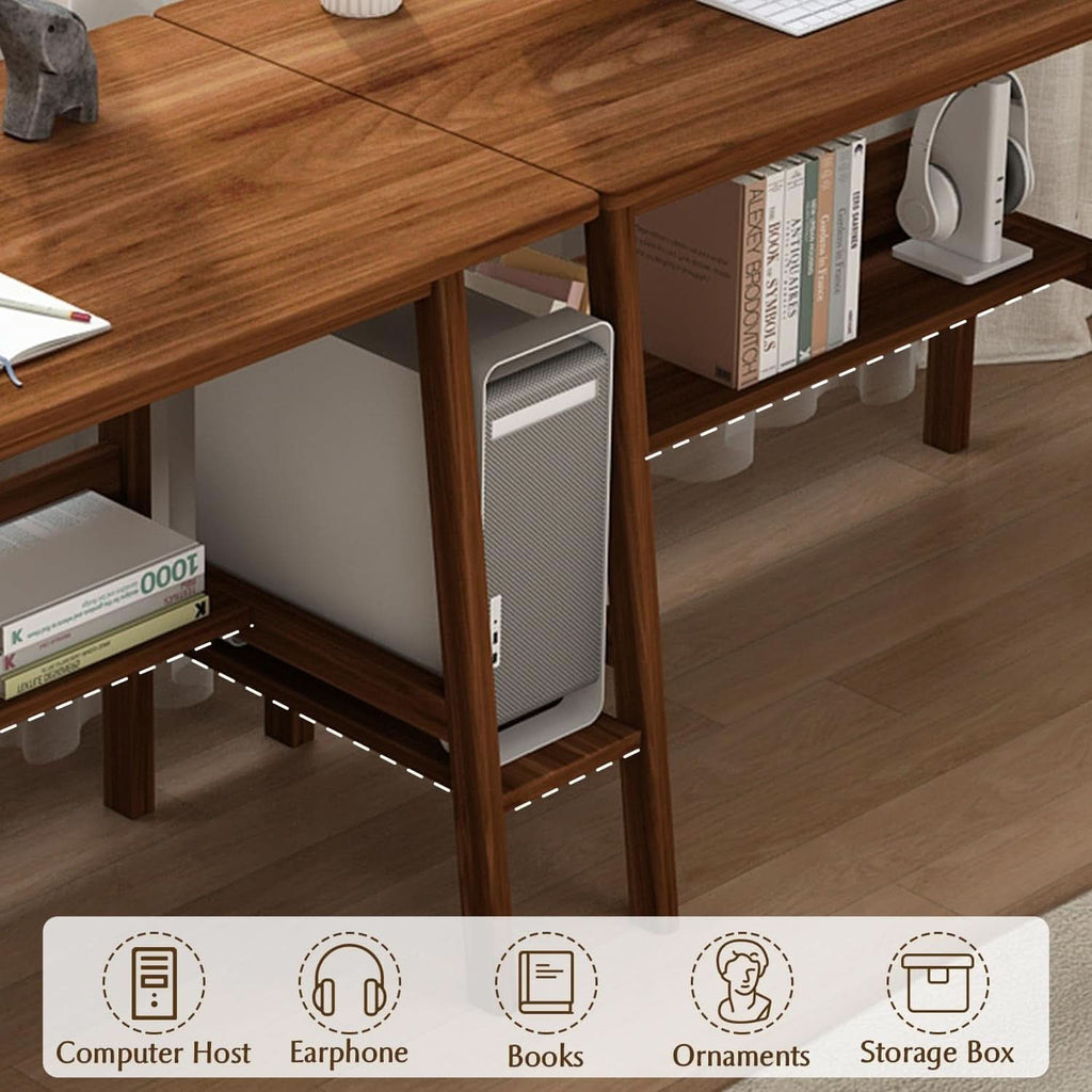 110-Inch Walnut Two-Person Computer Workstation