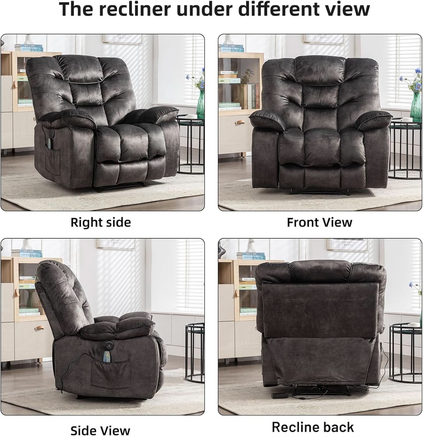 Oversized 41 Inch Power Recliner With Massage And Heat