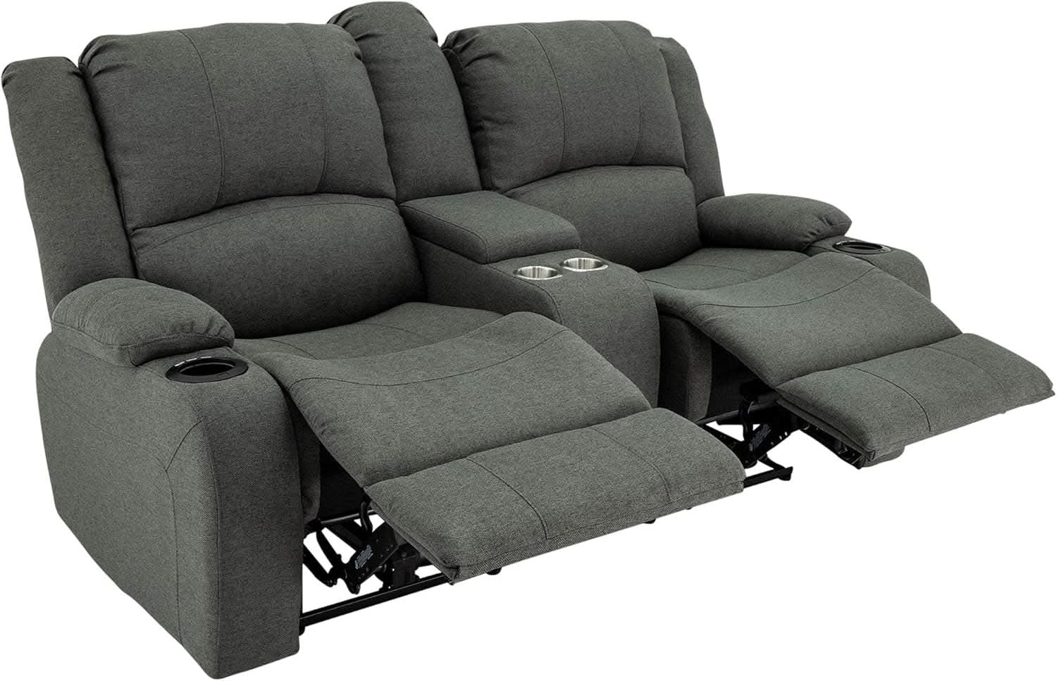 Powered Double Wall Hugger Recliner Sofa 67in Fossil Cloth