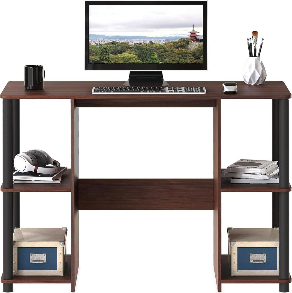 38 Inch Home Office Desk With Double Sided Shelves Cherry
