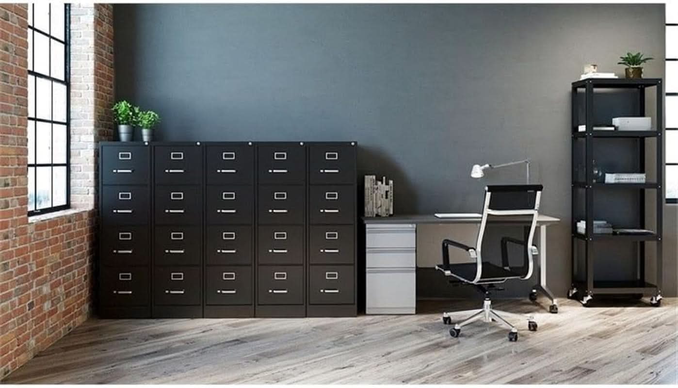 4 Drawer Vertical File Cabinet With Lock 22 Deep Black