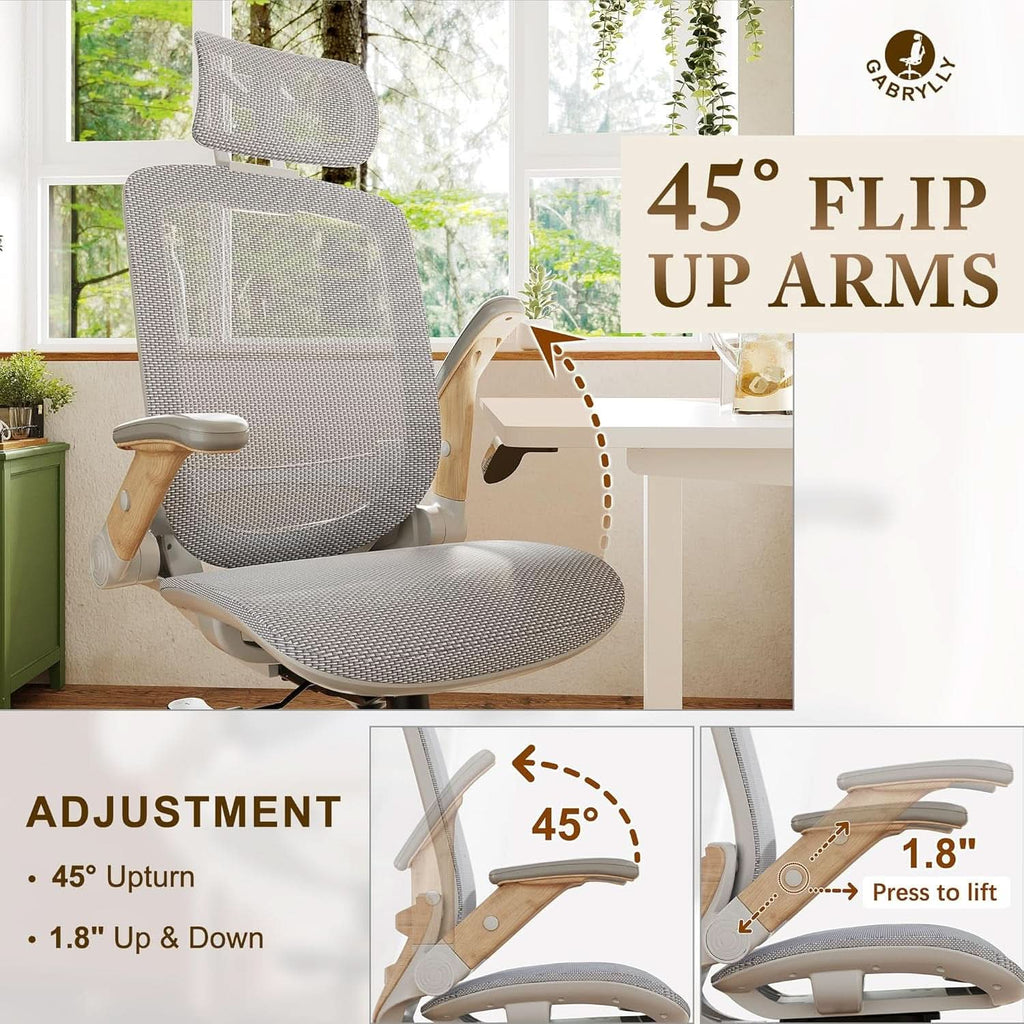 White Mesh Ergonomic Office Chair With Headrest Tilt 400Lbs