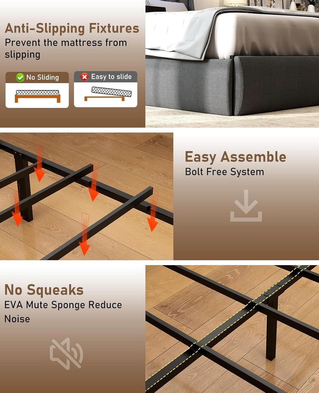Queen Bed Frame With Storage Headboard LED Lighting