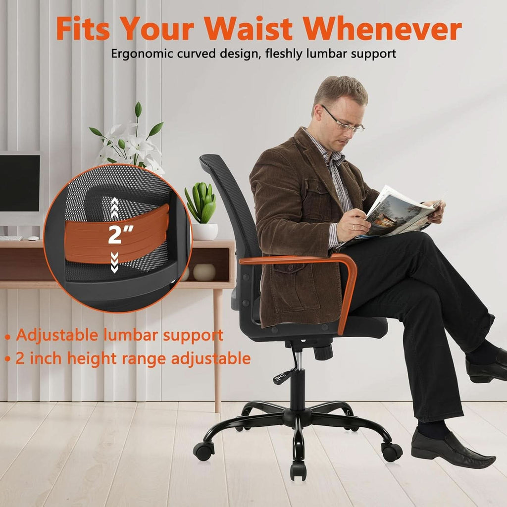 Ergonomic Black Mesh Office Chairs 4 Pack Lumbar Support