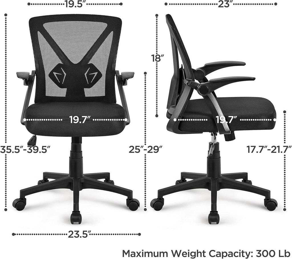 Black Ergonomic Mesh Office Chair With Adjustable Height