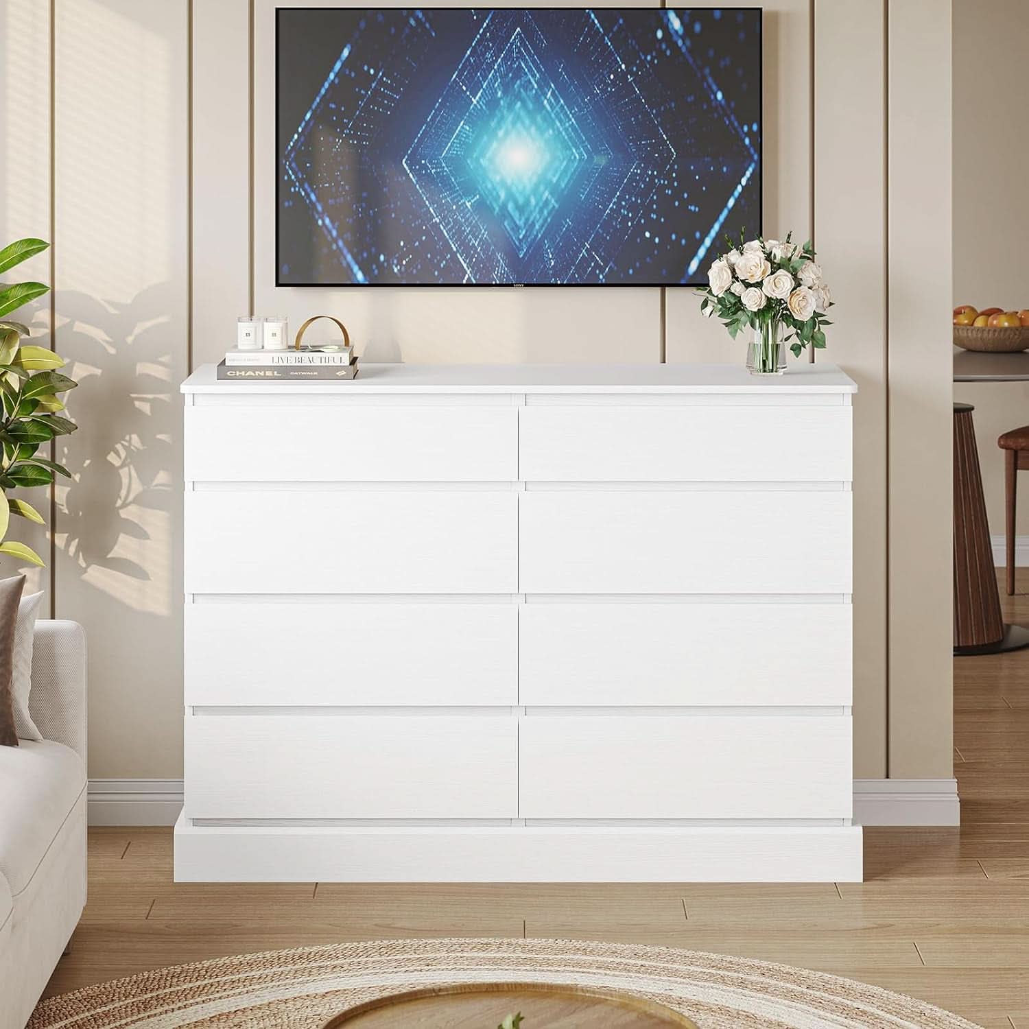 White 8 Drawer Dresser For Bedroom With Ample Storage