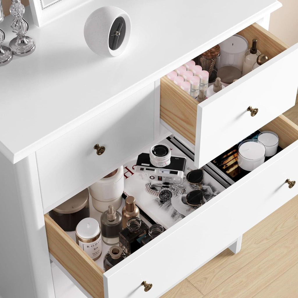 White Five Drawer Dresser For Bedroom Organization