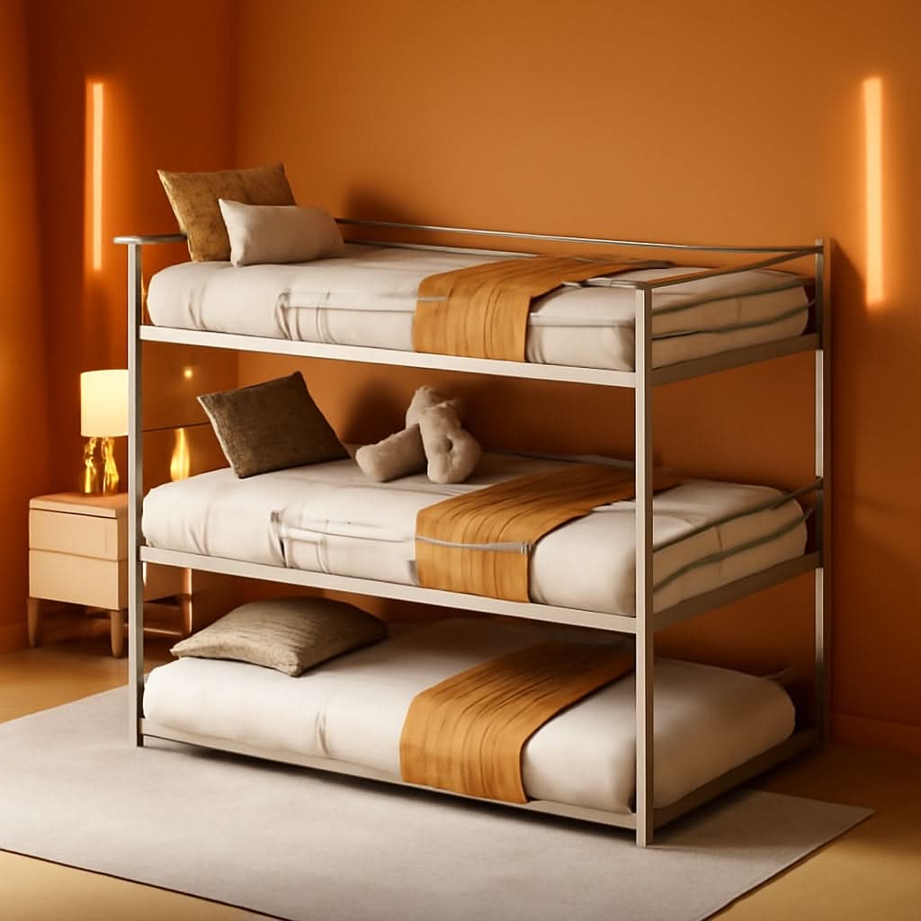 Black Triple Metal Bunk Bed Twin XL Full Queen Sizes