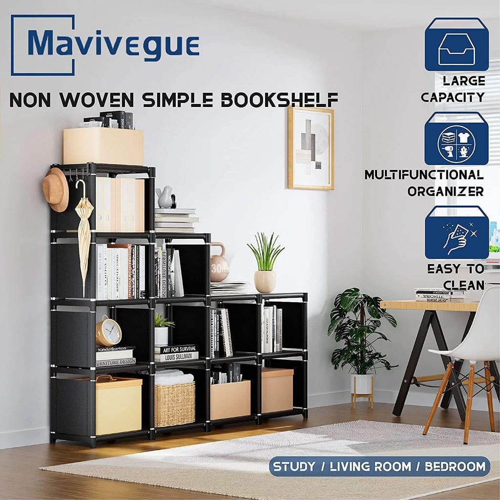 Black Twelve Cube Metal Bookcase System For Home Office