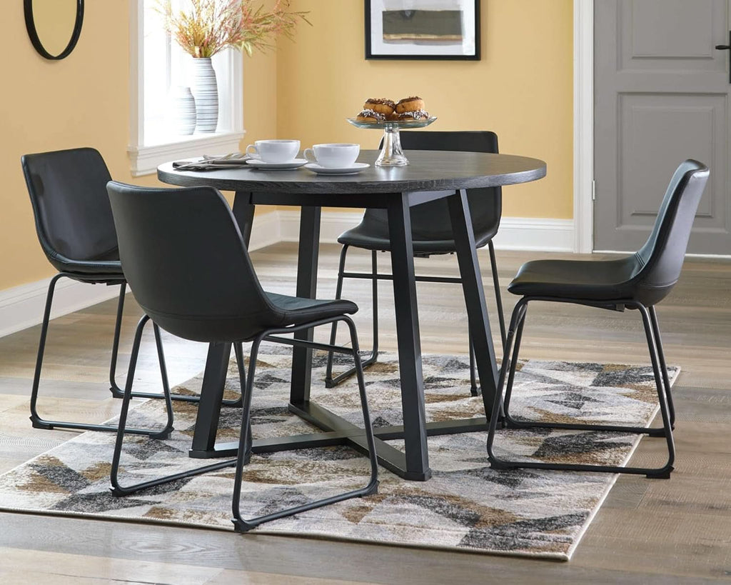 Centiar Mid Century Round Dining Table Gray Metal Legs