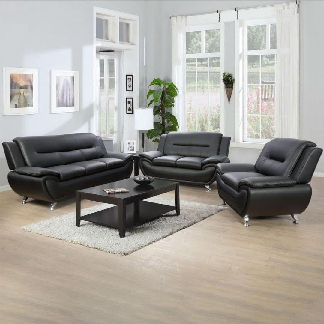 Black Sofa, Loveseat, and Chair Set