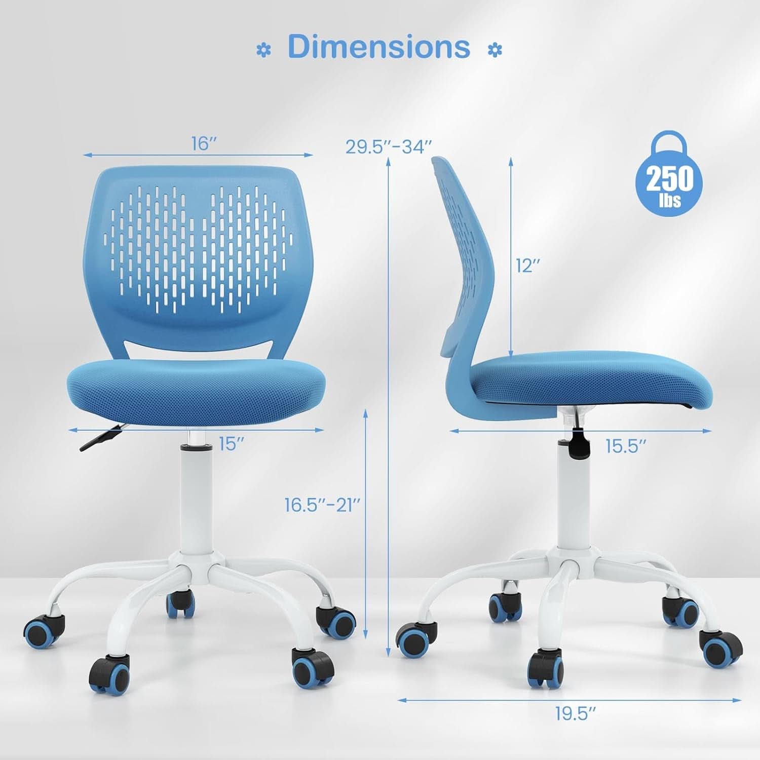 Height Adjustable Kids Desk Chair With Lumbar Support