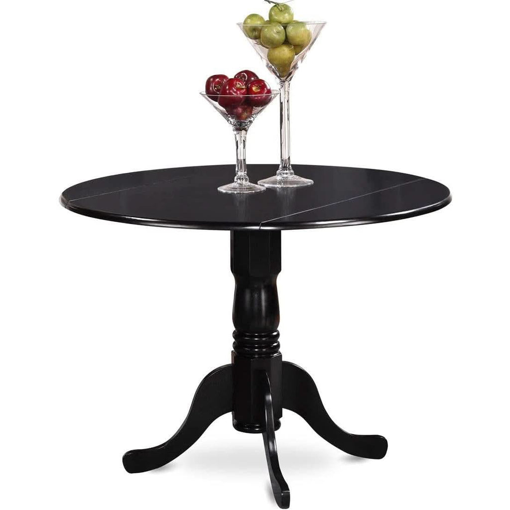 5 Piece Drop Leaf Dining Table Set Black Faux Leather