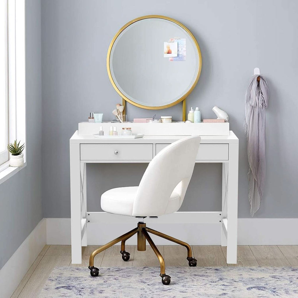 40 Inch White Computer Desk For Home Office Use And Study