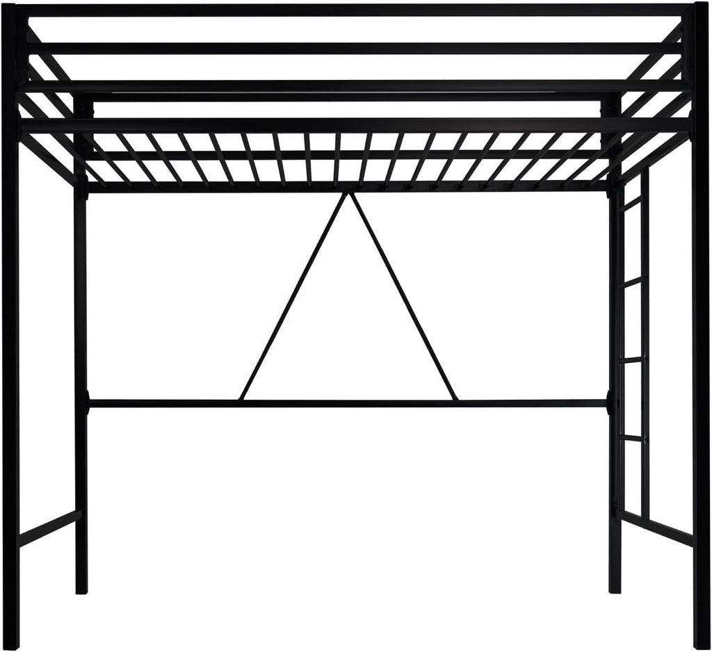 Loft Bed Twin Size Black With Ladder And Guardrail