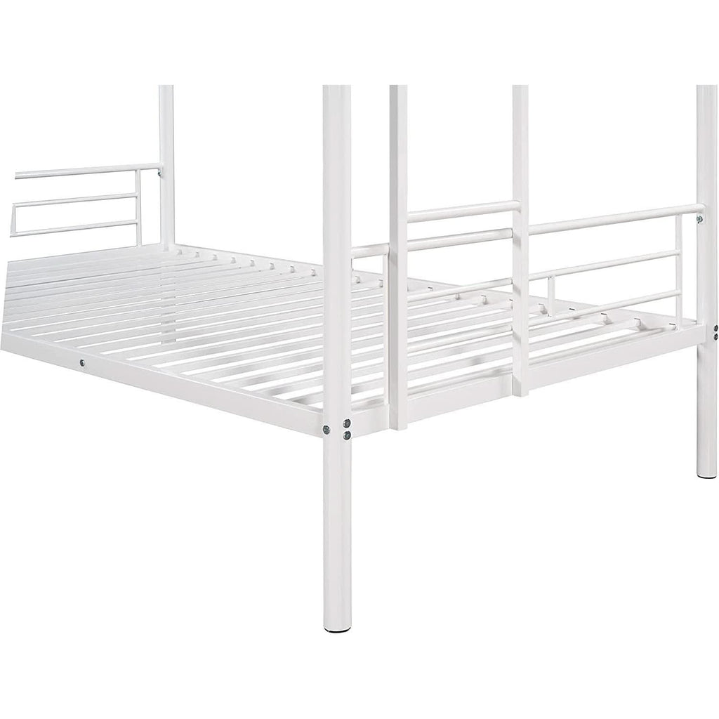 Twin Over Twin Metal Bunk Bed With 2 Ladders White
