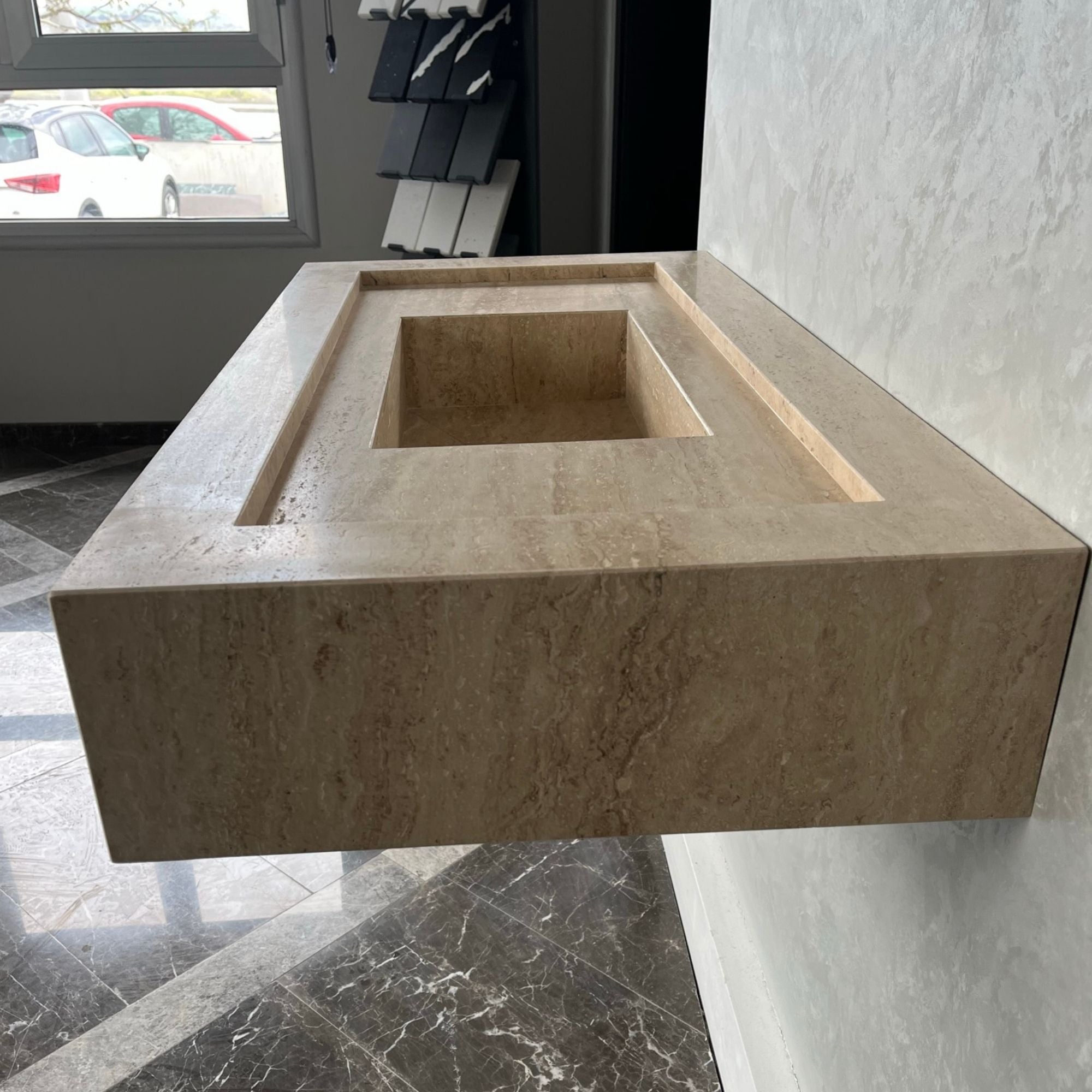HANDCRAFTED CUSTOM TRAVERTINE SINK (TR-072)