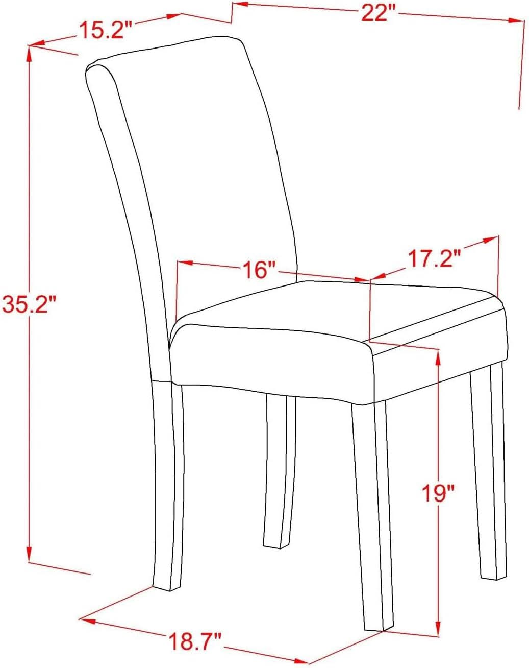 Parson Dining Chairs White Faux Leather Upholstered Pair