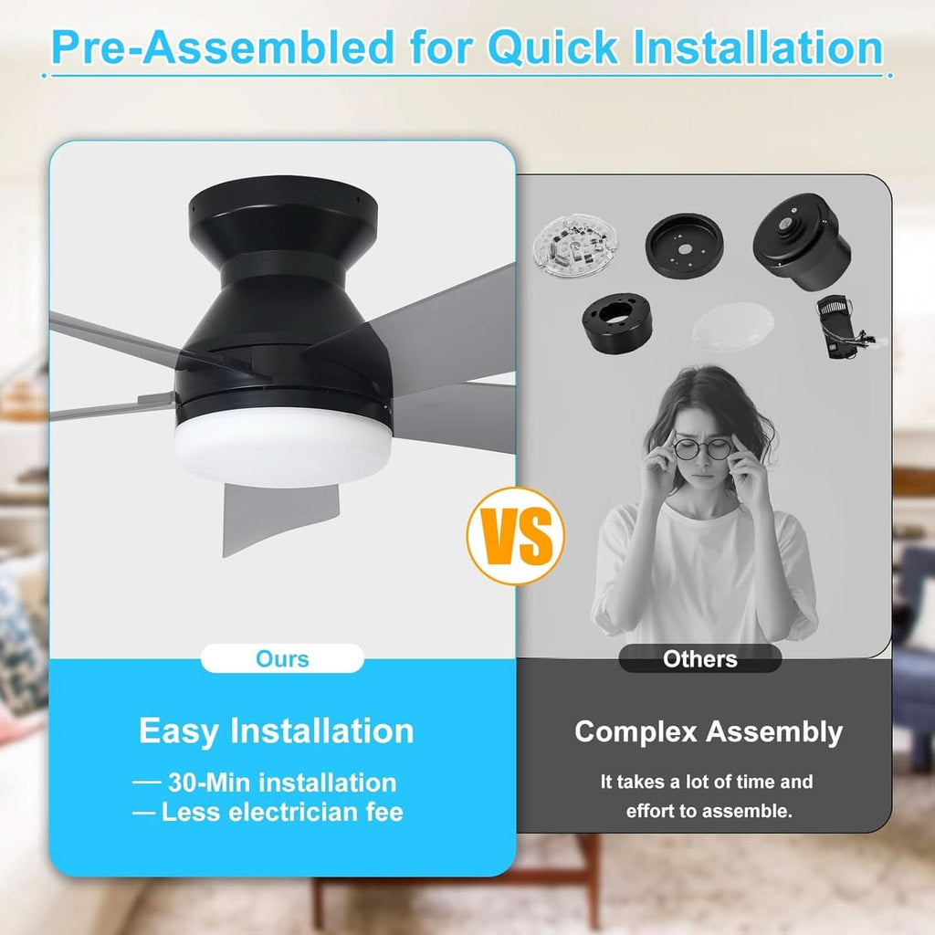 42 Inch Ceiling Fan With Dimmable LED Light Remote