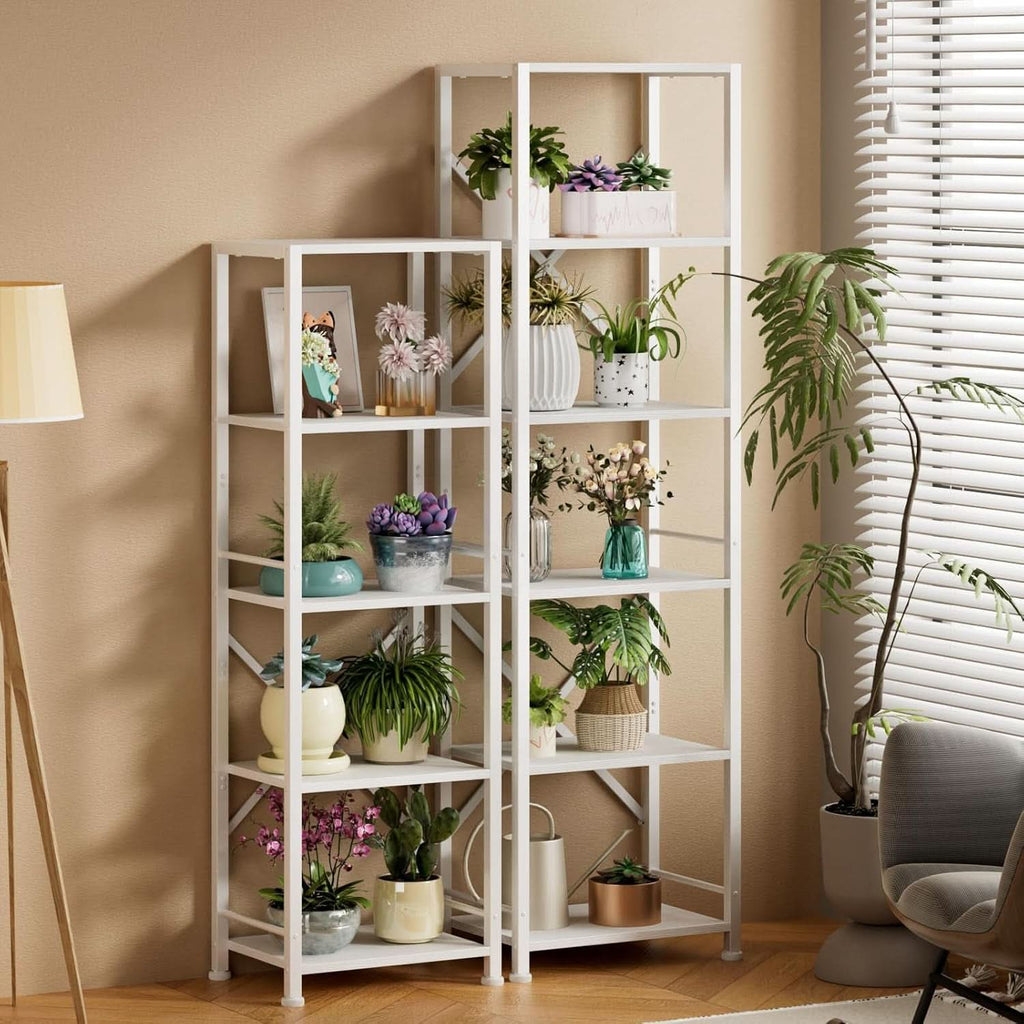 White Tall Bookshelf 6 Shelf Freestanding Bookcase