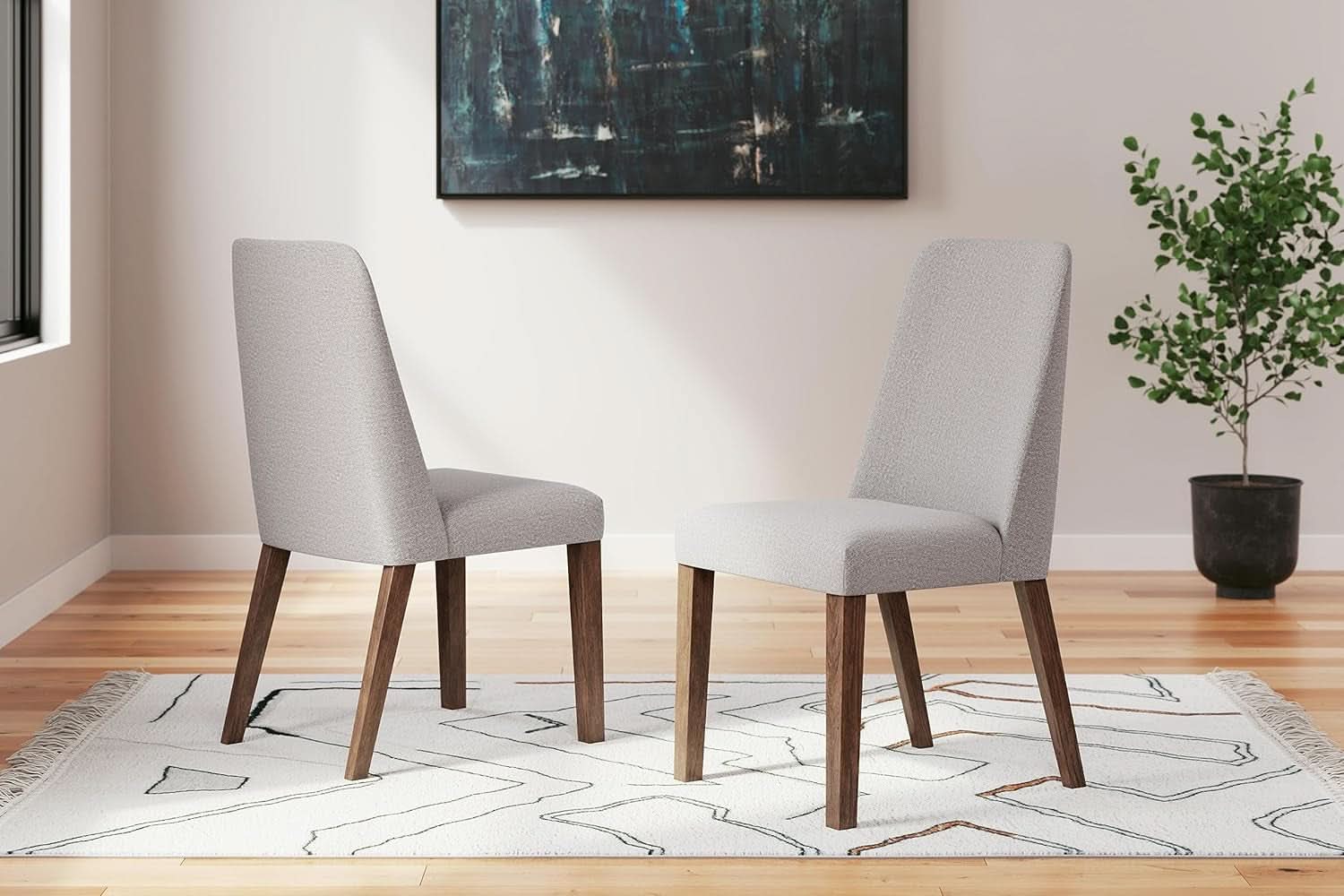 Lyncott Upholstered Side Dining Chair Set of 2 Cream Brown Foam Cushion
