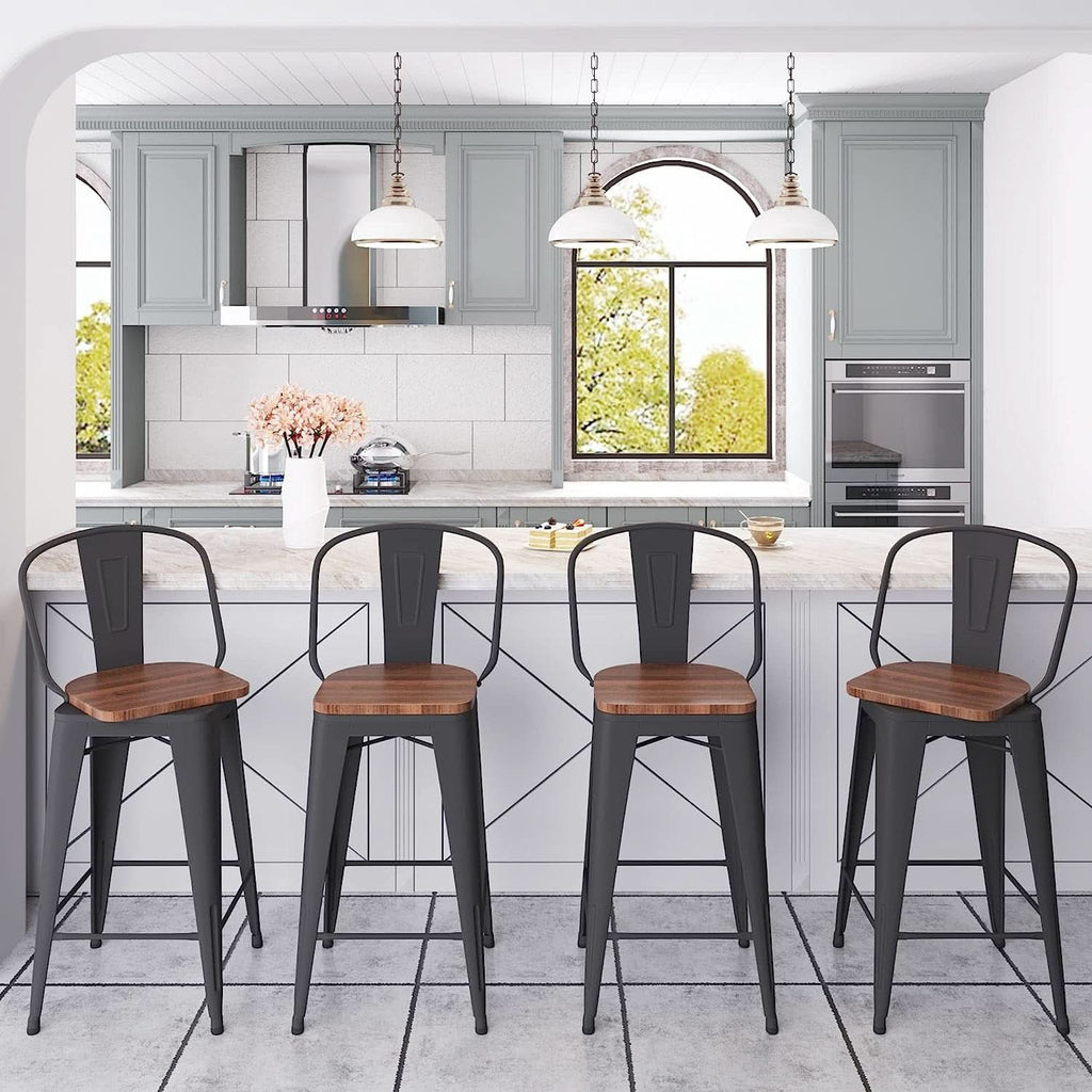 Counter Height Swivel Bar Chairs With Back Set Of 4