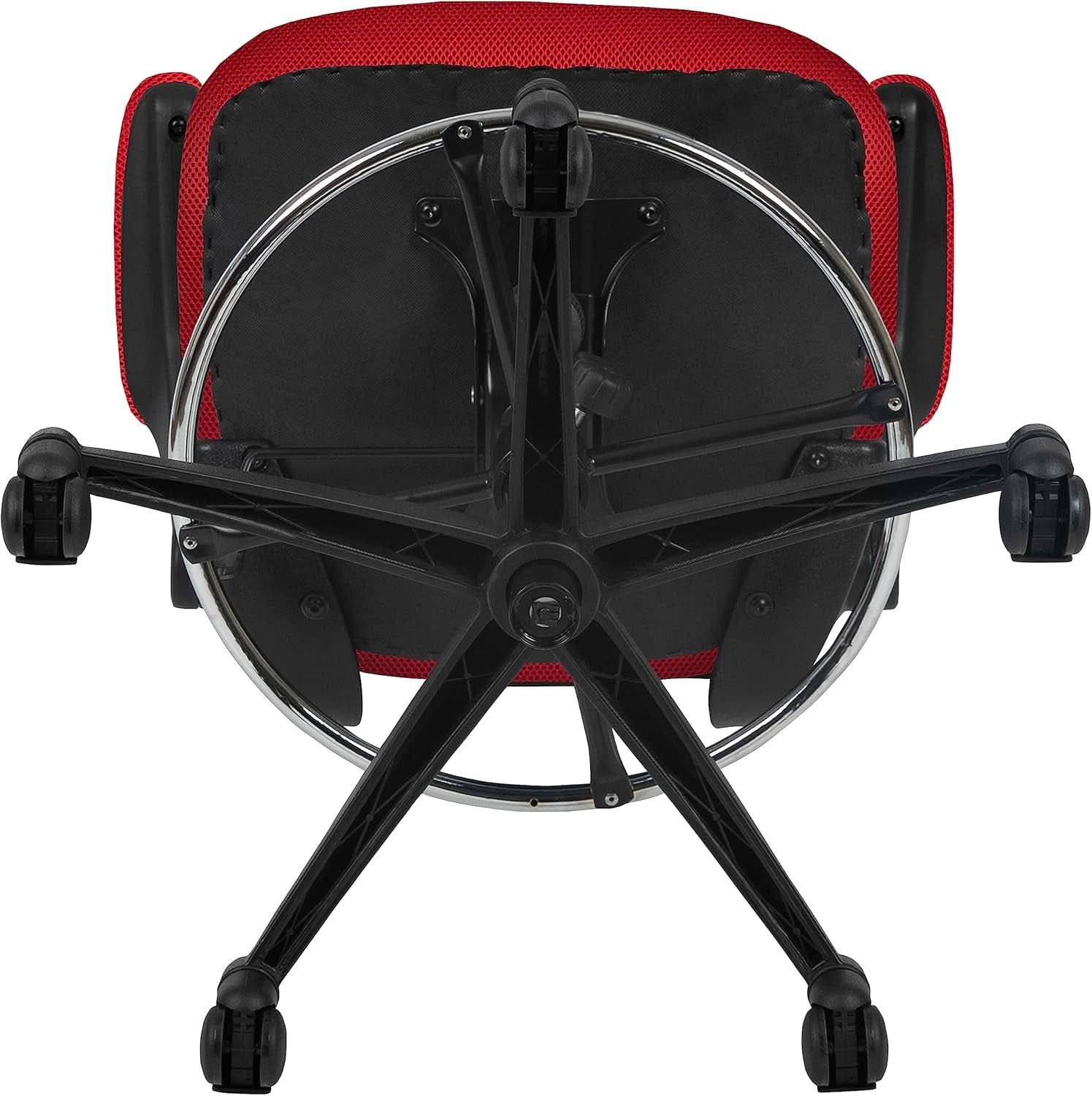Kelista Red Mid Back Swivel Office Chair With Flip Armrests