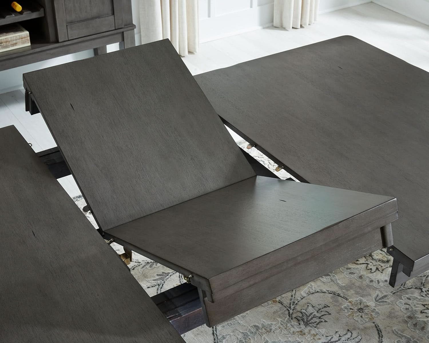 Hallanden Modern Farmhouse Butterfly Extension Dining Table Dark Gray