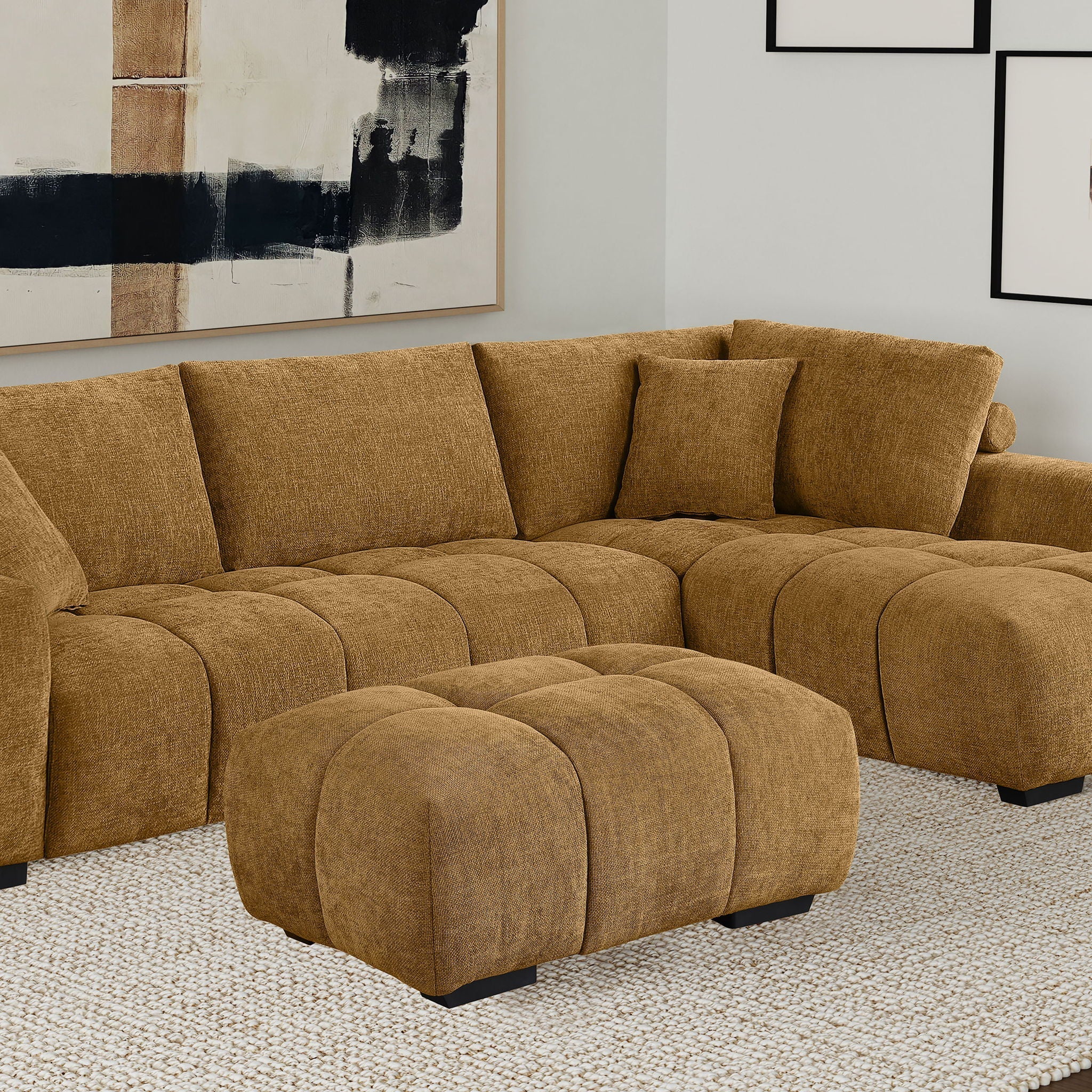 Calla - Rectangular Tufted Ottoman - Amber