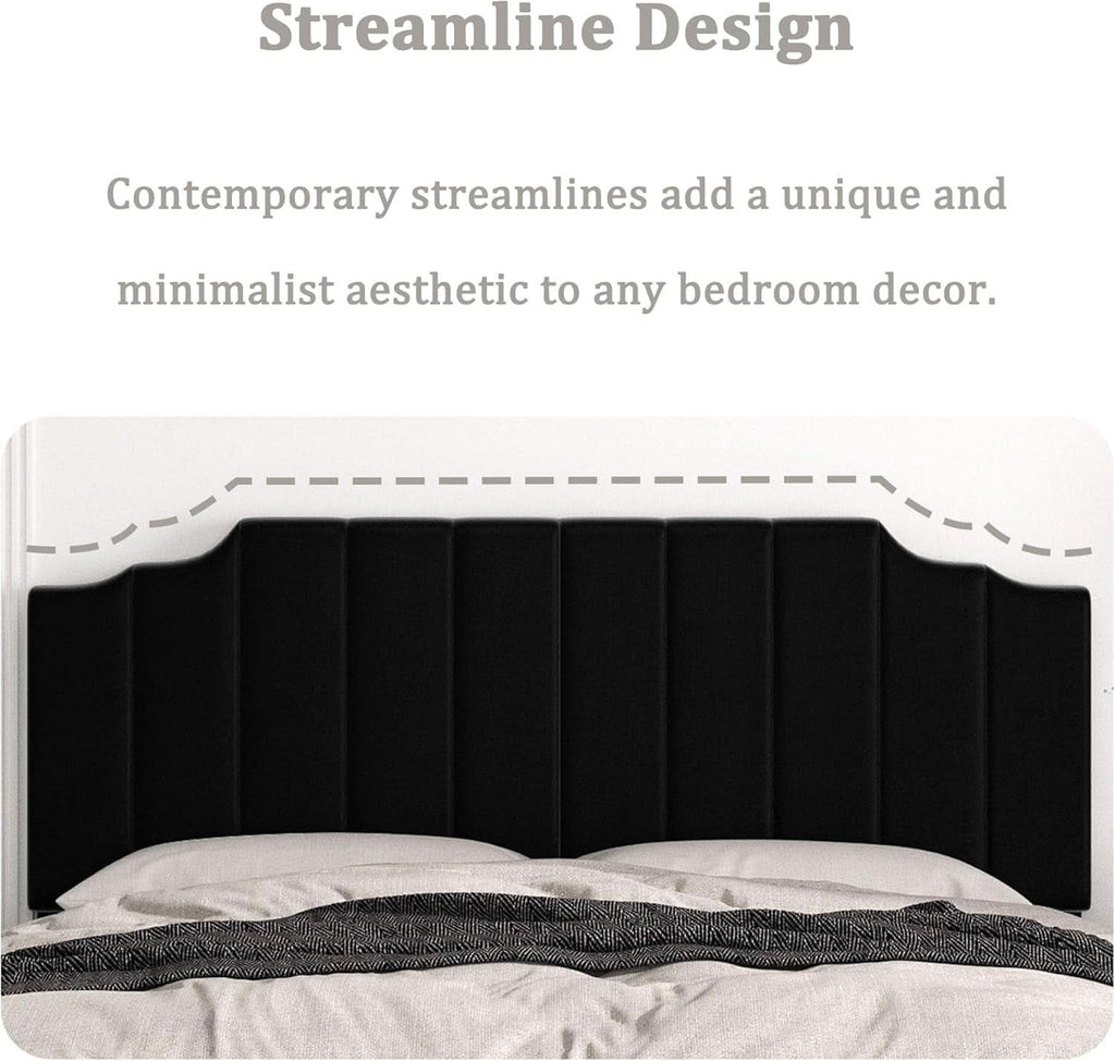 Velvet King Size Wall Mounted Headboard for Adjustable Beds
